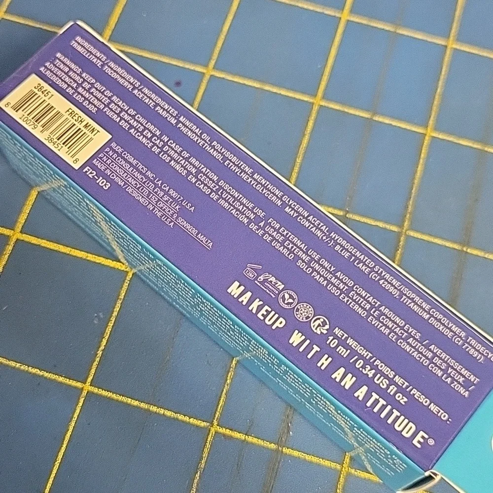 Rude Mentos Beauty Plumping Lip Gloss Fresh Mint New Tube In Box
